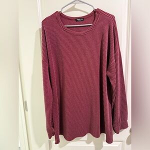 HEIMISH USA maroon Ribbed Crew Neck Sweater